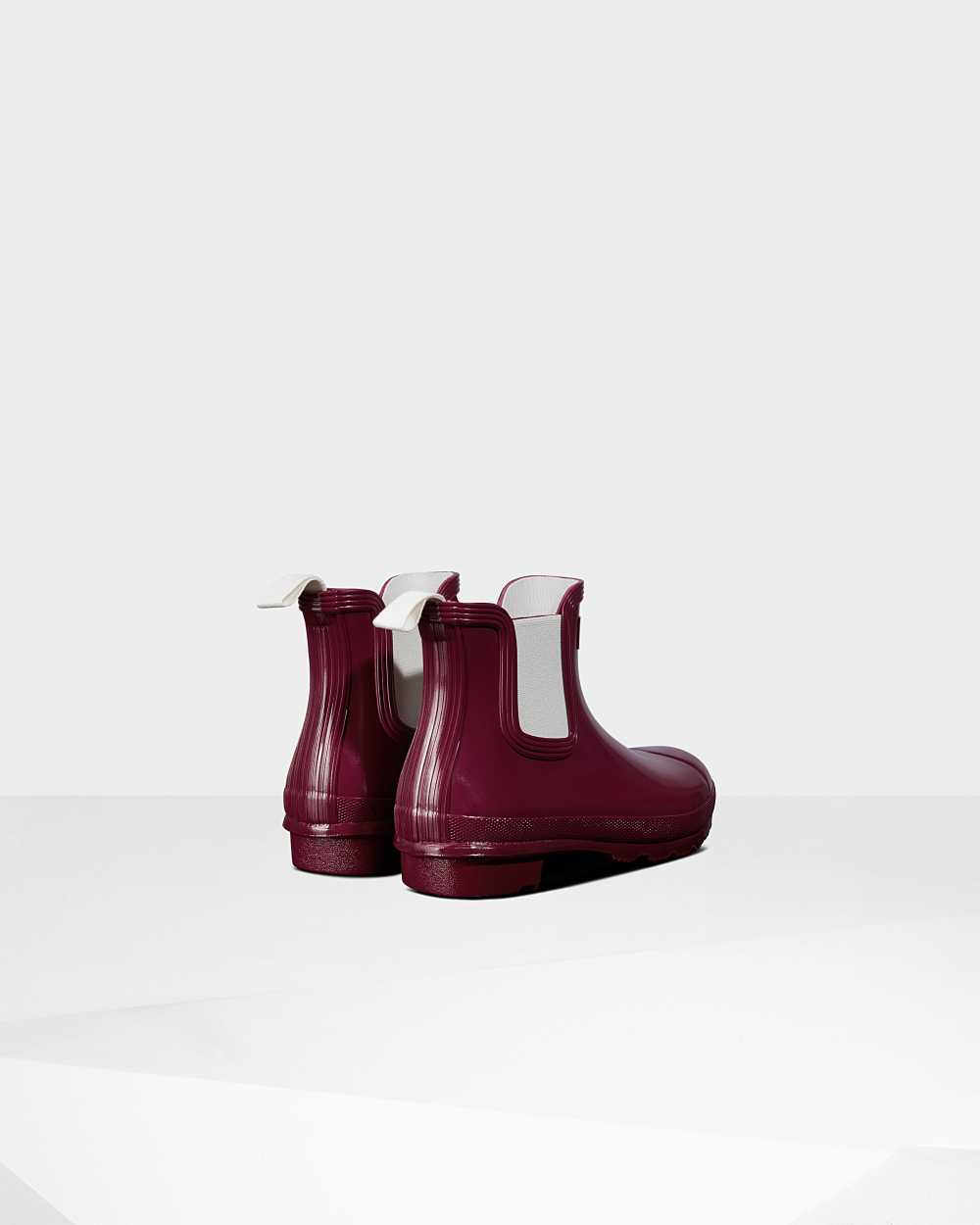 Hunter Original Gloss Women's Chelsea Boots NZ-04206P Claret/Red